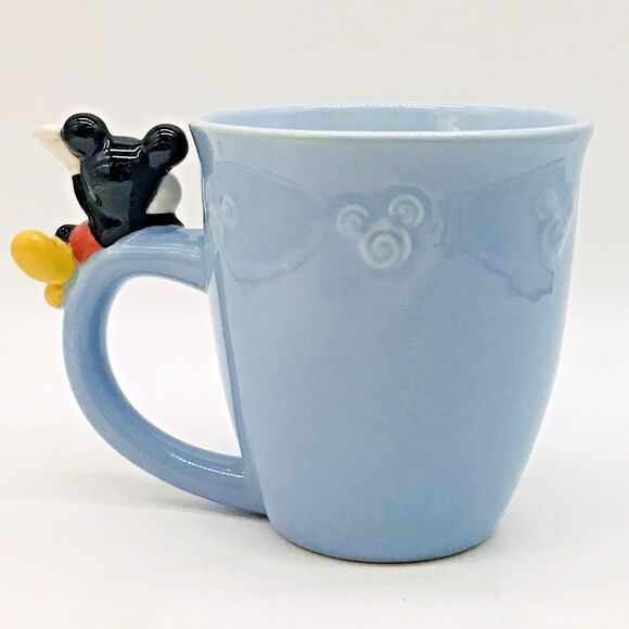 The Disney Store Mickey Mouse on Handle Coffee Mug Blue Ceramic Tea Cup 4.5 x 4 - Picture 2 of 8